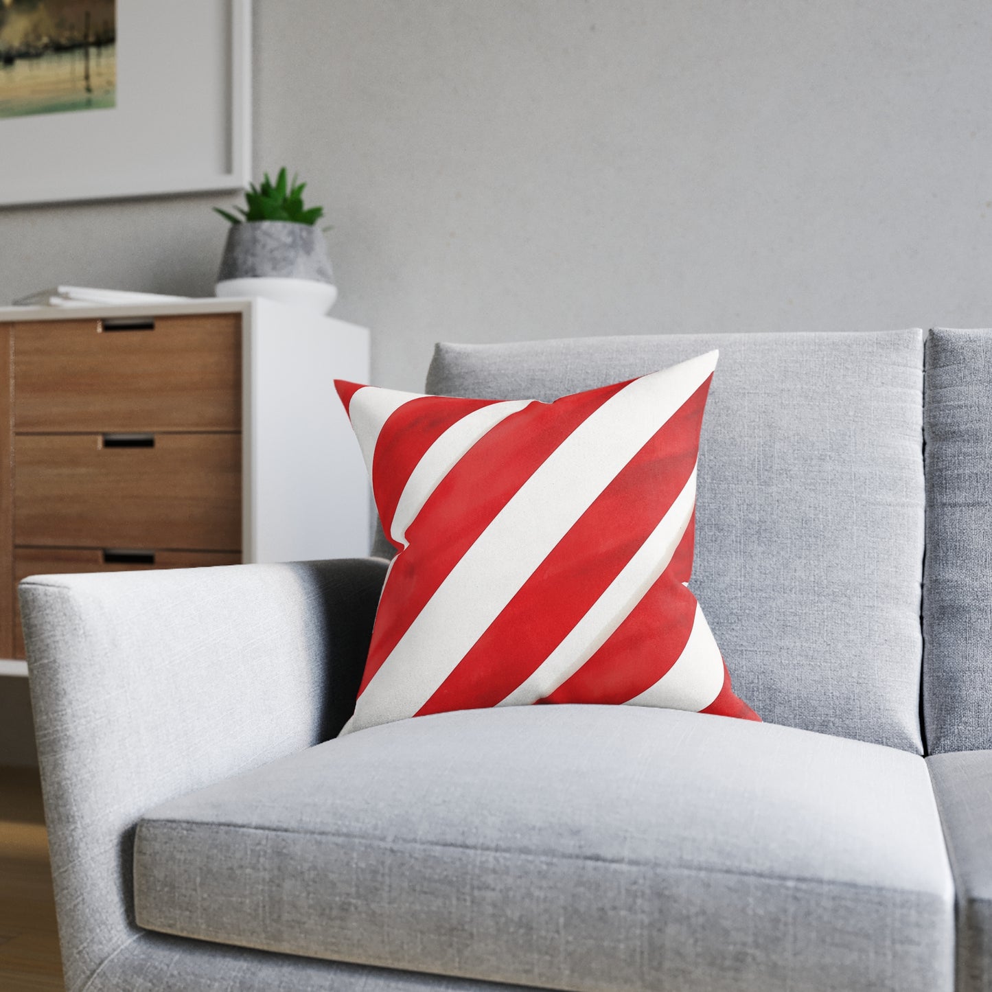 Strawberries and Cream Stripes - Square Pillow - UK