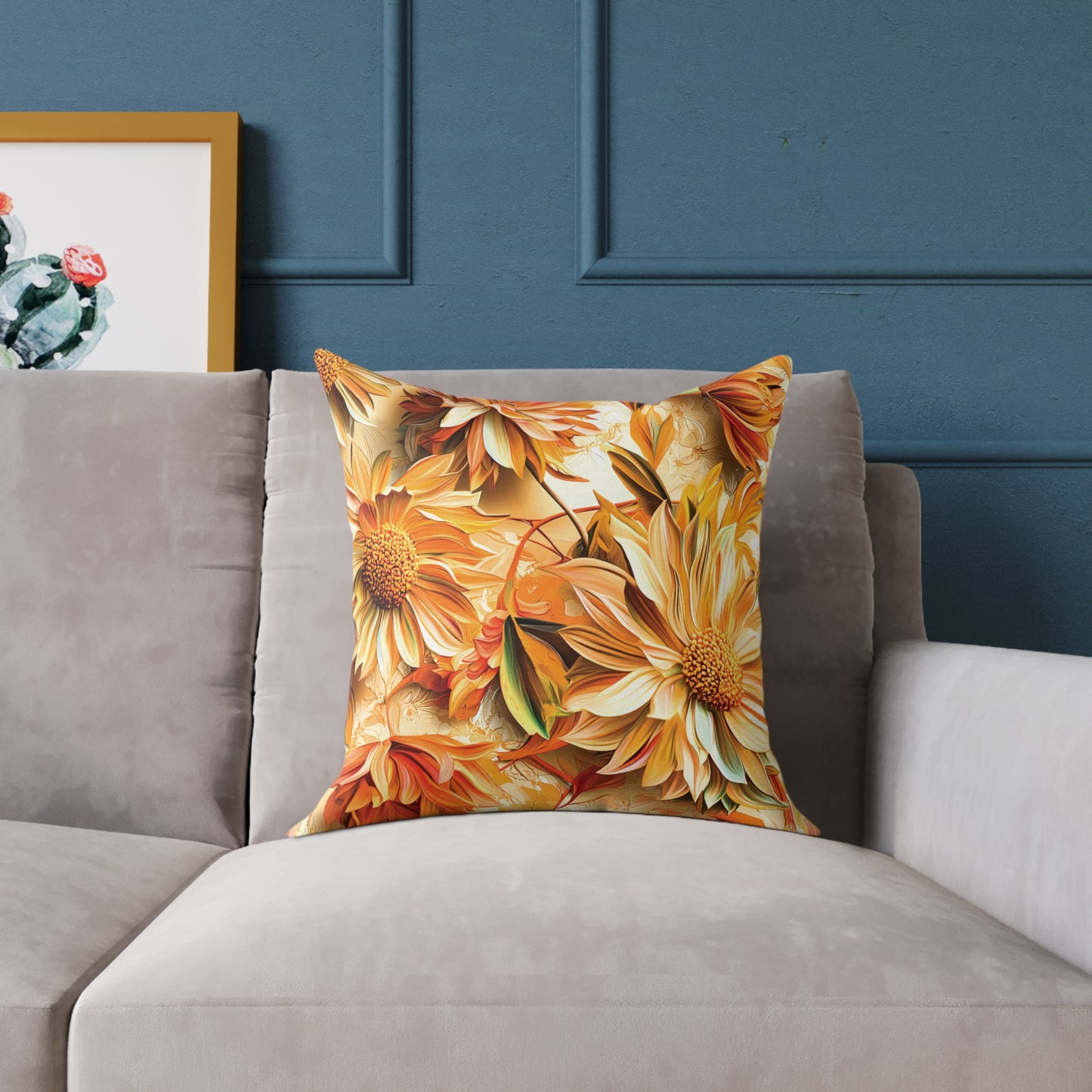**Flowers Chinoiseries - Square Poly Canvas Pillow UK