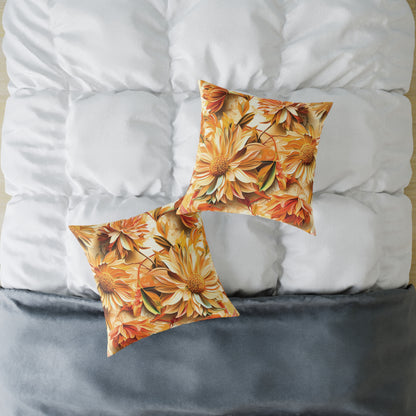 **Flowers Chinoiseries - Square Poly Canvas Pillow UK