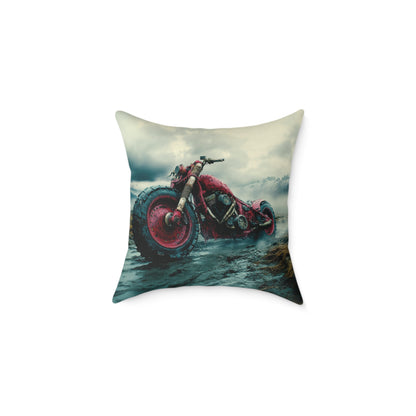 Apocalyptic Motorcycle - Square Poly Canvas Pillow UK