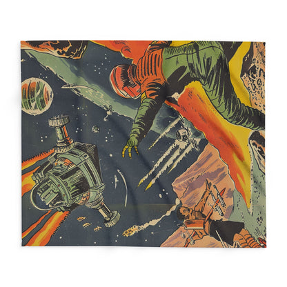Retro Space Adventure Fleece Blanket - Cosy Gift for Sci-Fi Lovers UK