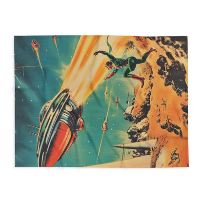 Retro Space Adventure Fleece Blanket 6 - Cosy Gift for Sci-Fi Lovers UK