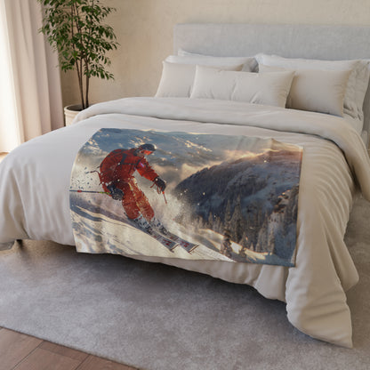 Downhill Skier #1 - Soft Polyester Blanket