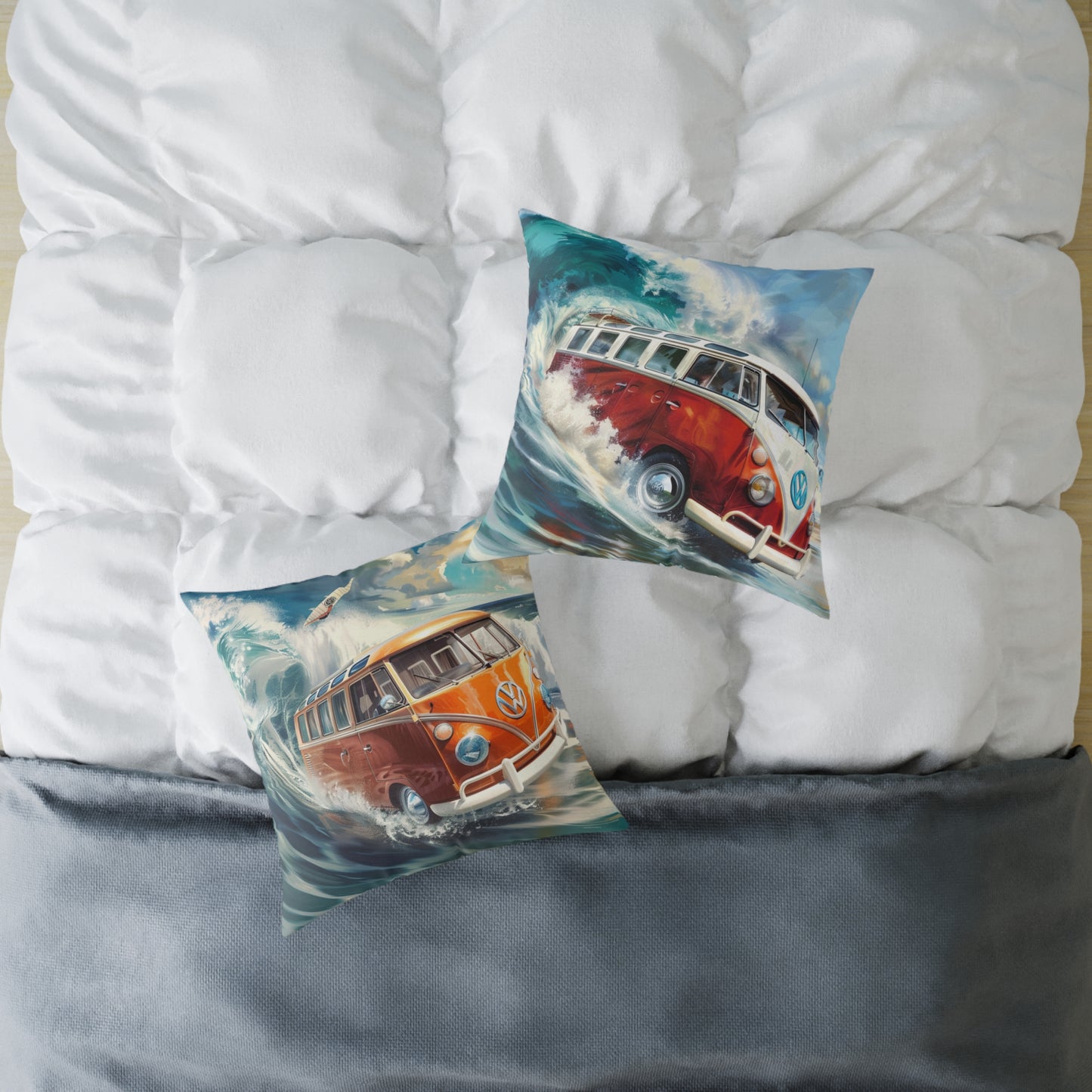Surf Wagon - Square Poly Canvas Pillow - Australia