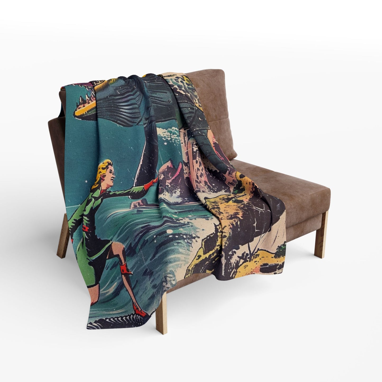 Retro Space Adventure Fleece Blanket 2 - Cosy Gift for Sci-Fi Lovers UK