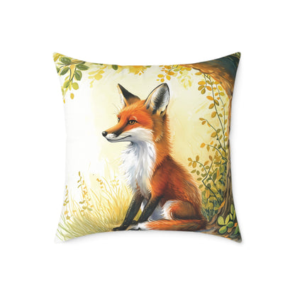 Cute Foxes - Square Poly Canvas Pillow - UK