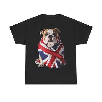British Bulldog In Union Jack - Unisex Heavy Cotton Tee - Cute Dog Lover Gift UK