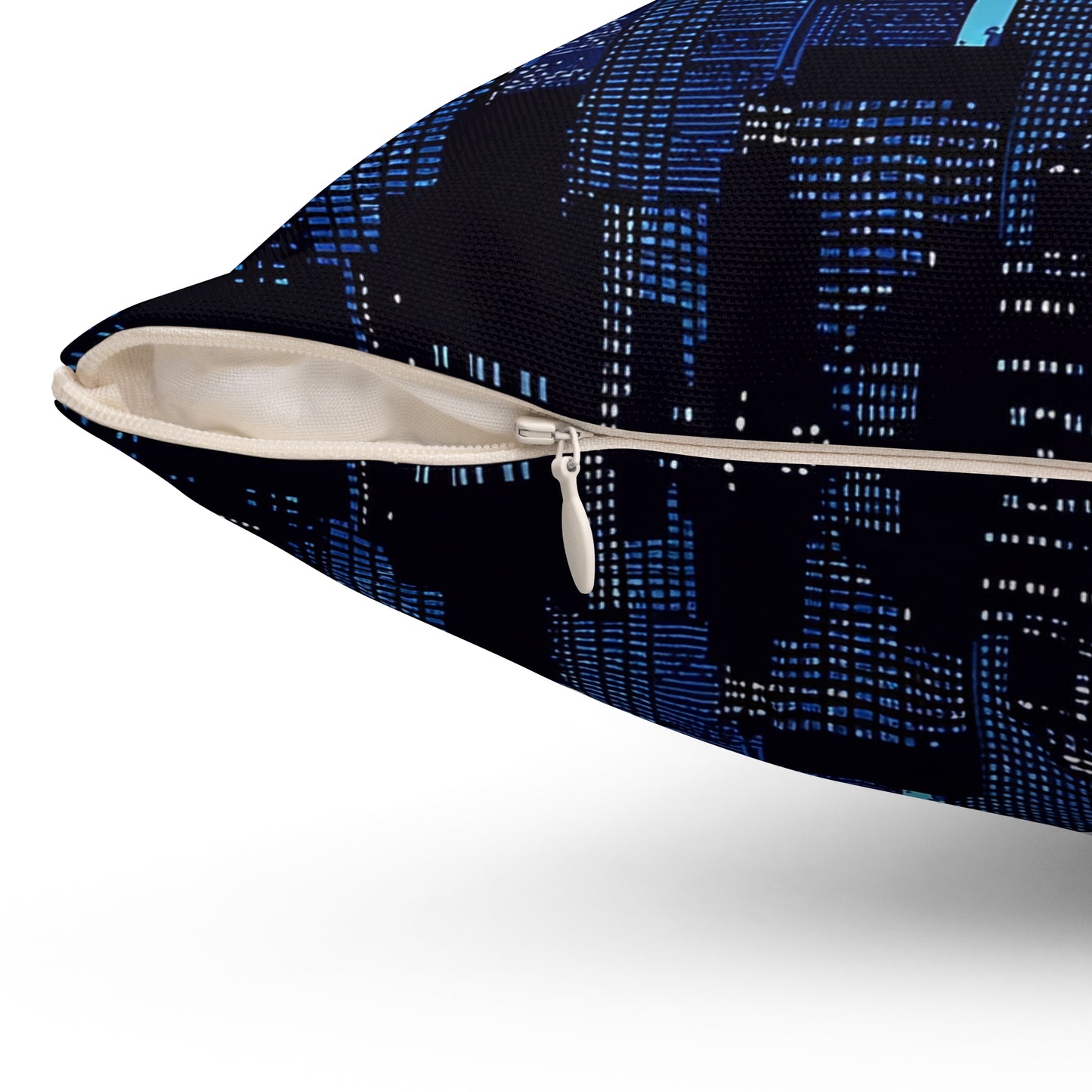 Night Cityscape - Spun Polyester Square Pillow - USA