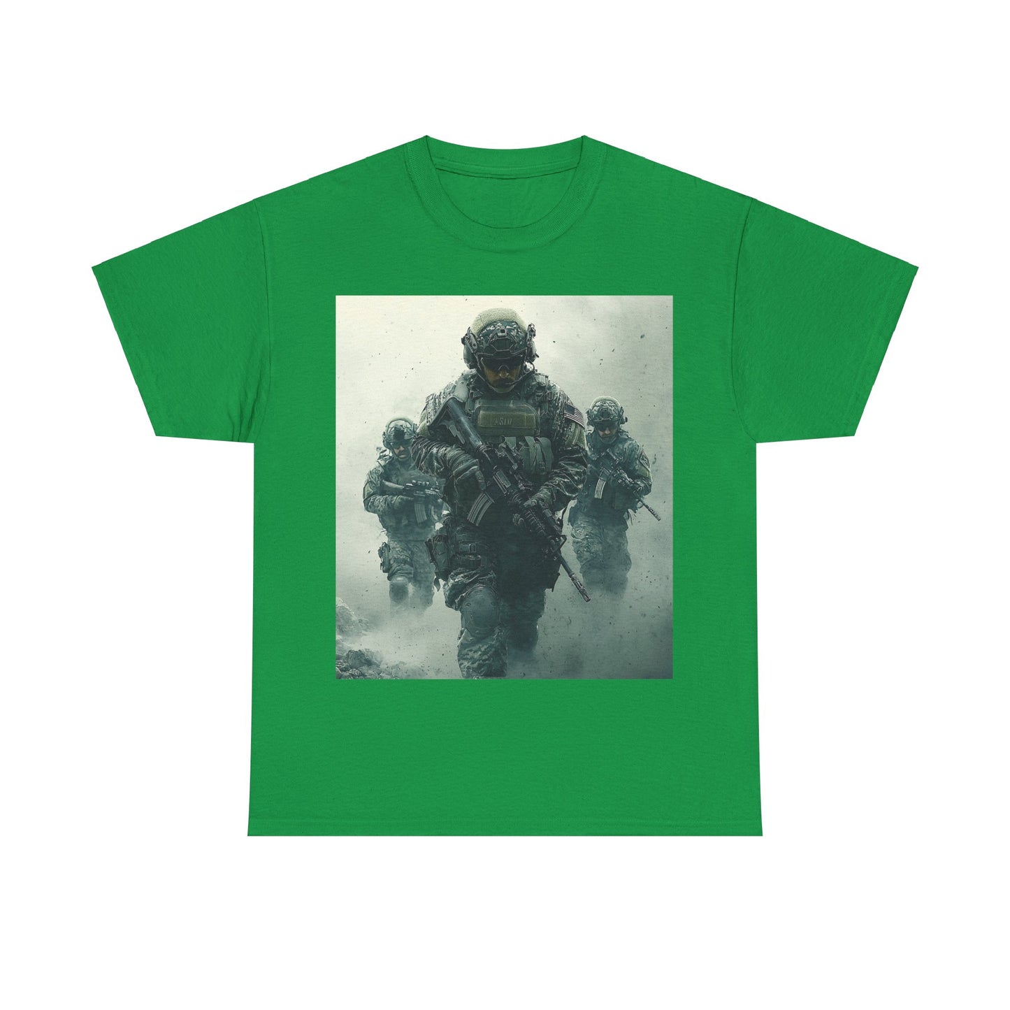 Heavy Cotton Tee - Military Action Print Tee UK