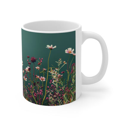 Teal Meadow - Ceramic Coffee Cups, 11oz, 15oz - UK