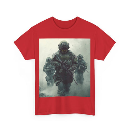 Heavy Cotton Tee - Military Action Print Tee UK