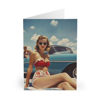 1950's Beauty On The Beach - Blank Card (5 Pack) UK