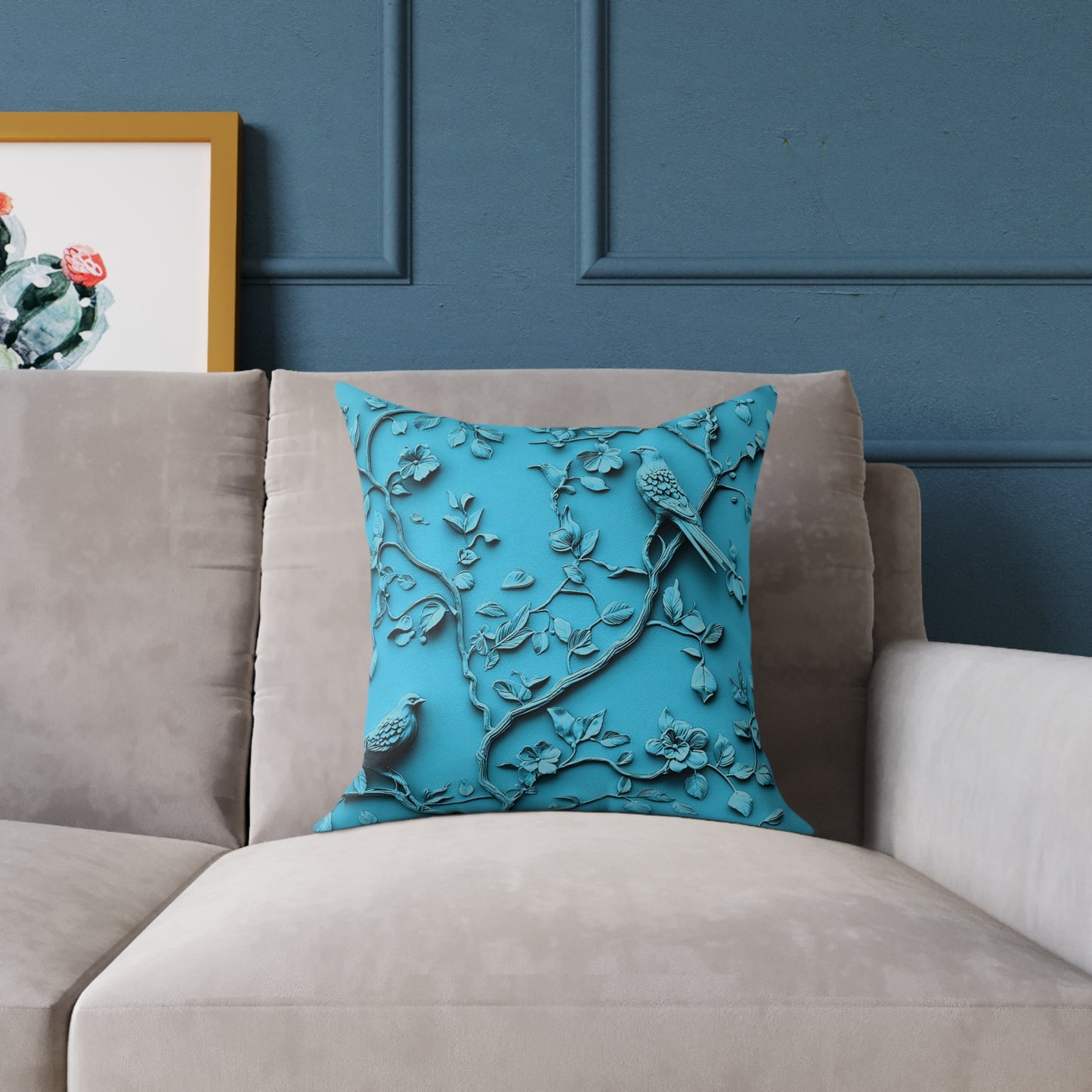 **Blue Vine Chinoiseries - Square Poly Canvas Pillow UK