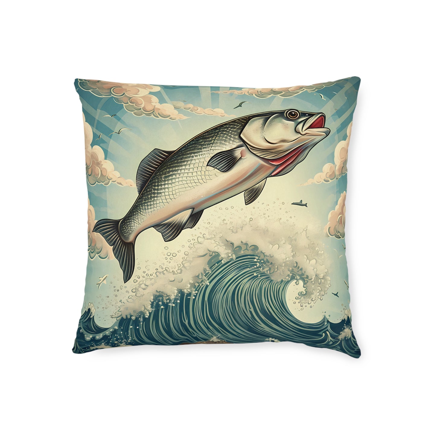 Fish Jumping - Square Pillow - UK