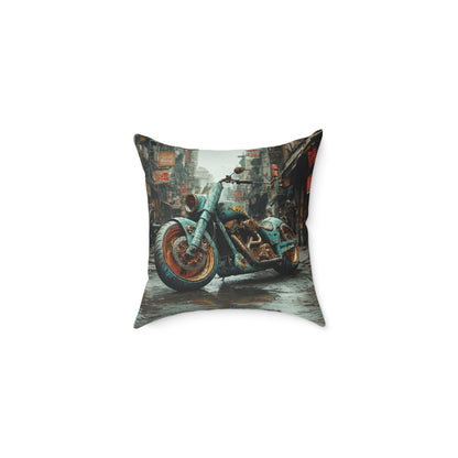 Apocalyptic Motorcycle 2 - Square Poly Canvas Pillow UK