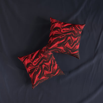 Luxurious Red Velvet Effect Square Pillow - UK