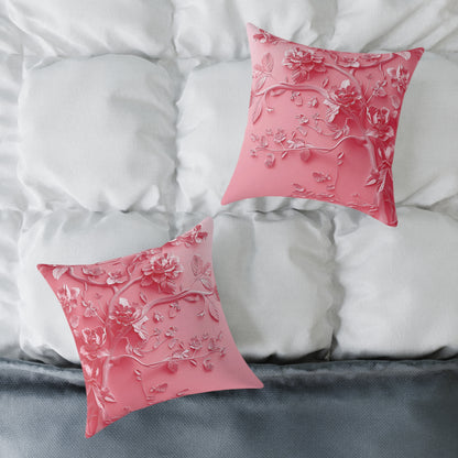 Pink Vine 2 Chinoiseries - Square Poly Canvas Pillow UK