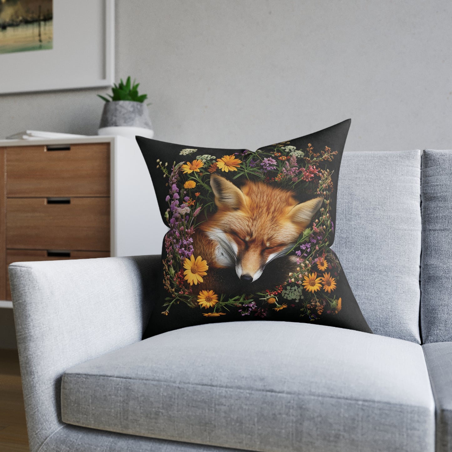 Sleeping Fox - Square Pillow - UK