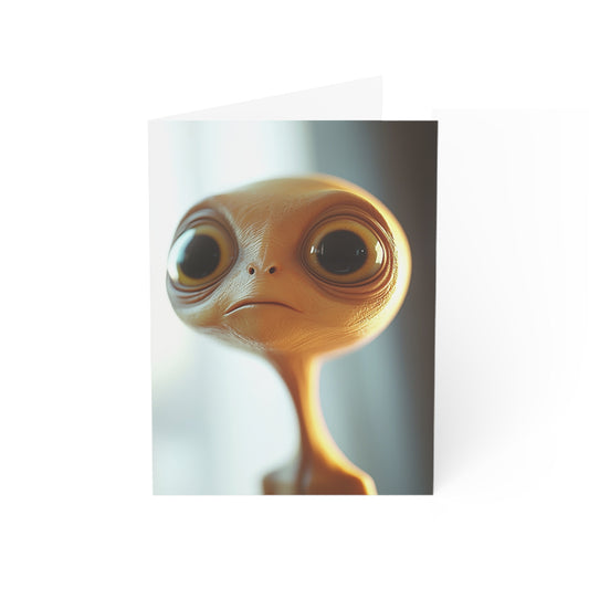 Sad Little Alien Greeting Cards - Set of 1, 10, 30, or 50pcs for All Occasions - USA