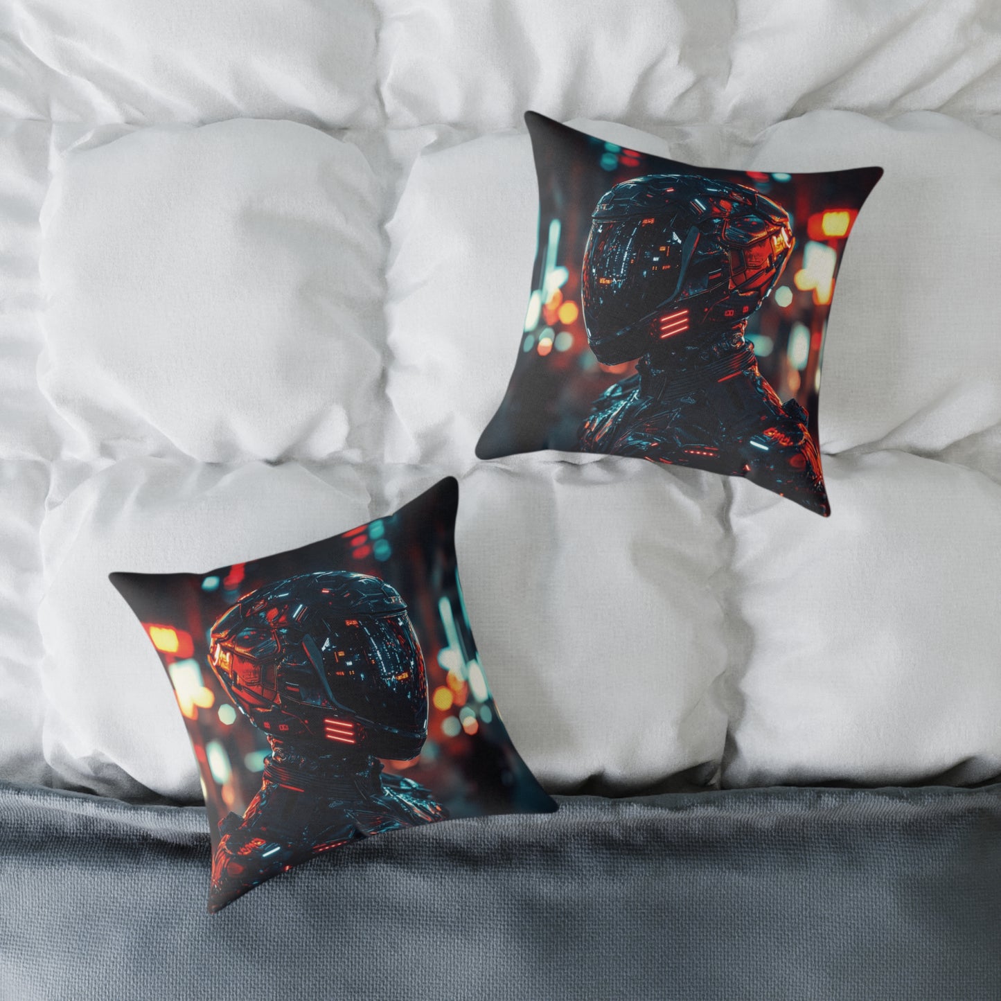 Cyber Biker 1 - Square Poly Canvas Pillow UK