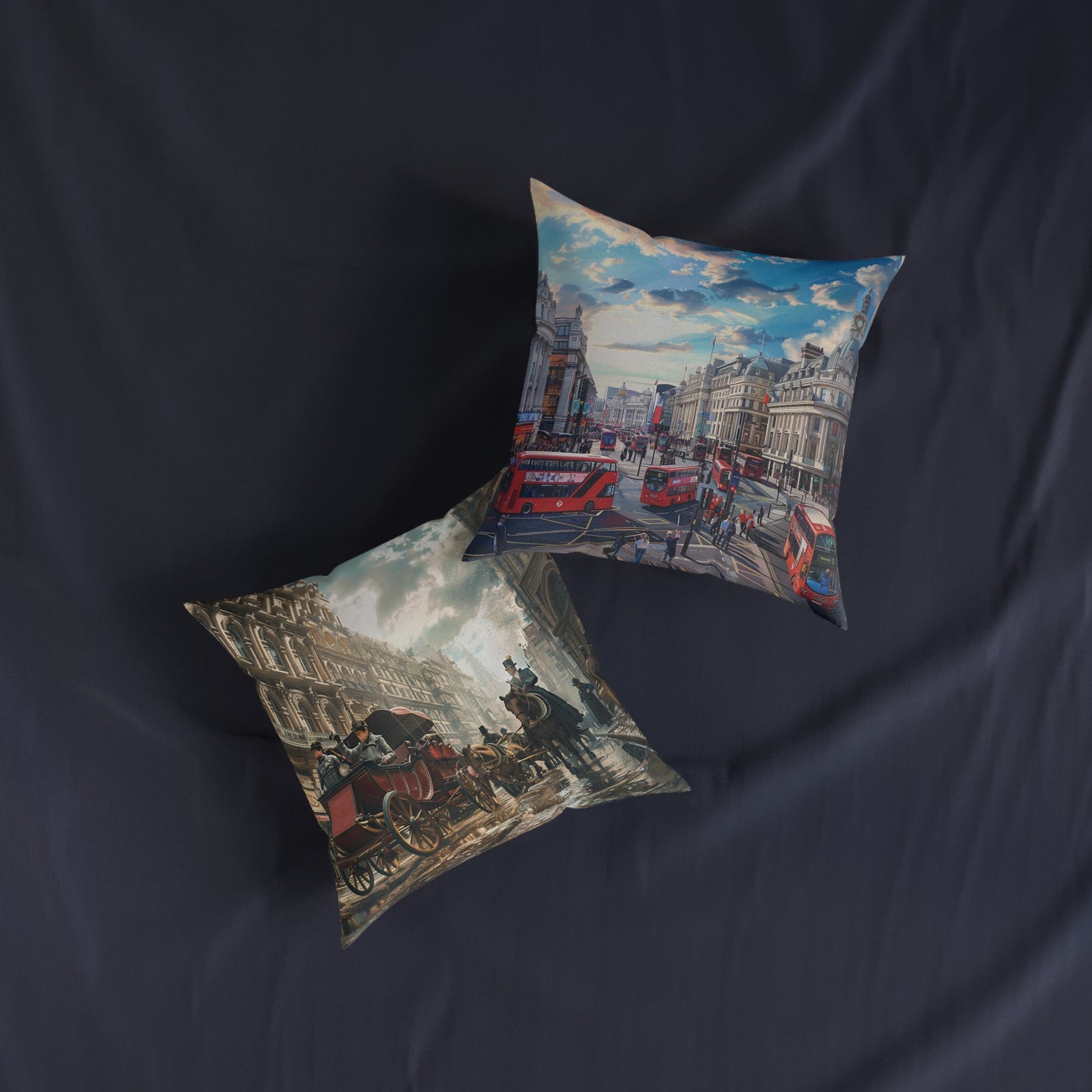 London Then and Now - Square Pillow - UK