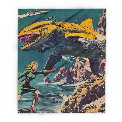 Retro Space Adventure Fleece Blanket 2 - Cosy Gift for Sci-Fi Lovers UK