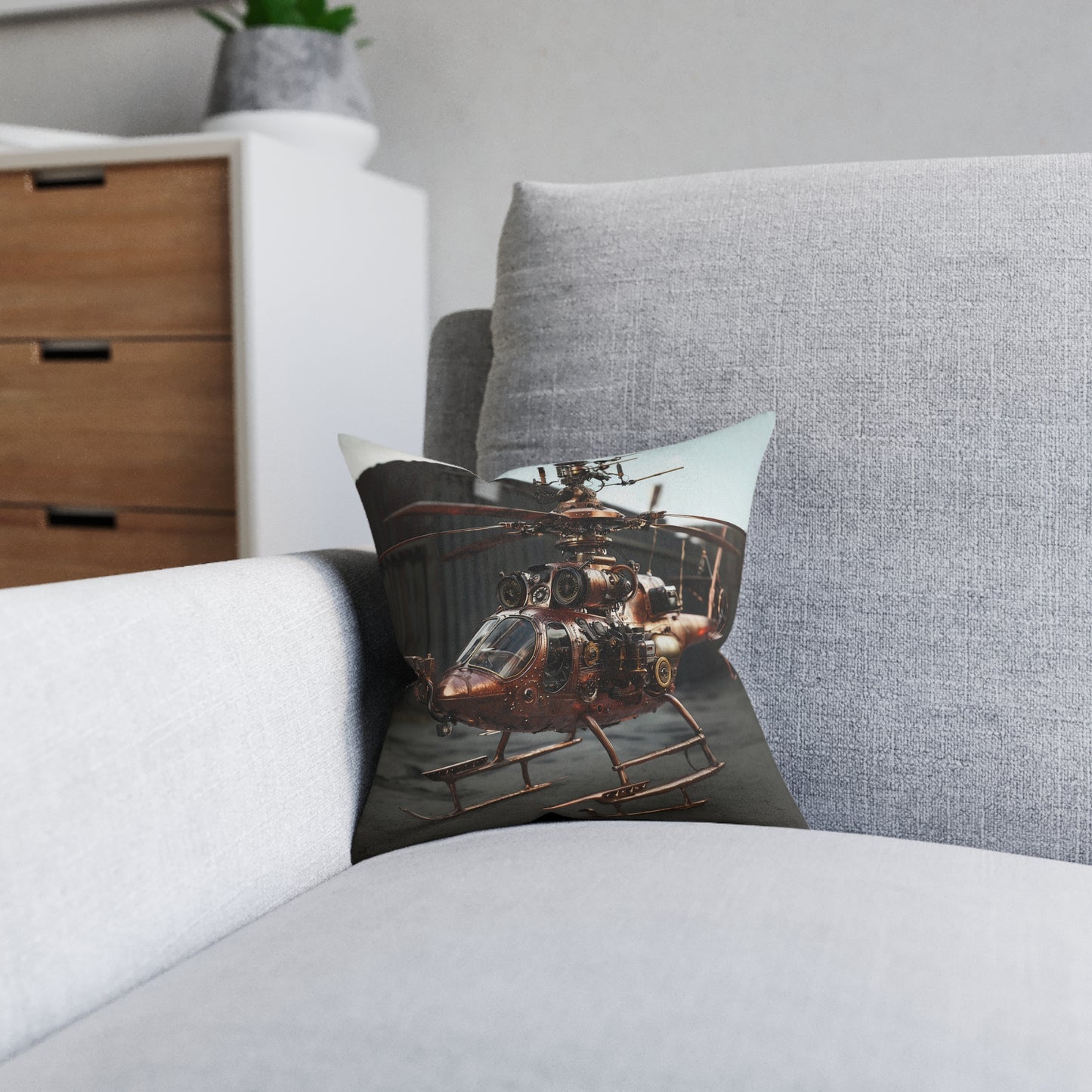 Industrial-Style Square Cushion 2 - Steampunk Home Decor UK