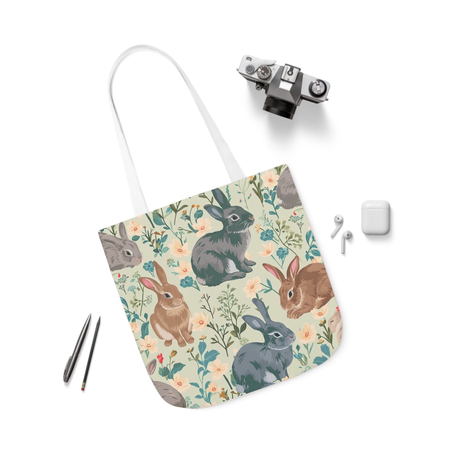 Rabbit Design Polyester Canvas Tote Bag (AOP)