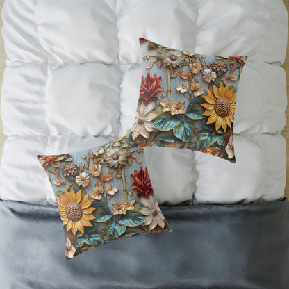 **Flowers 2 Chinoiseries - Square Poly Canvas Pillow UK