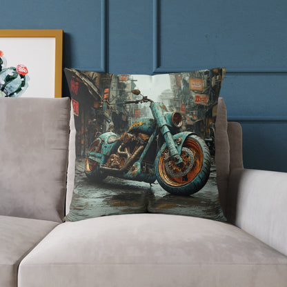 Apocalyptic Motorcycle 2 - Square Poly Canvas Pillow UK