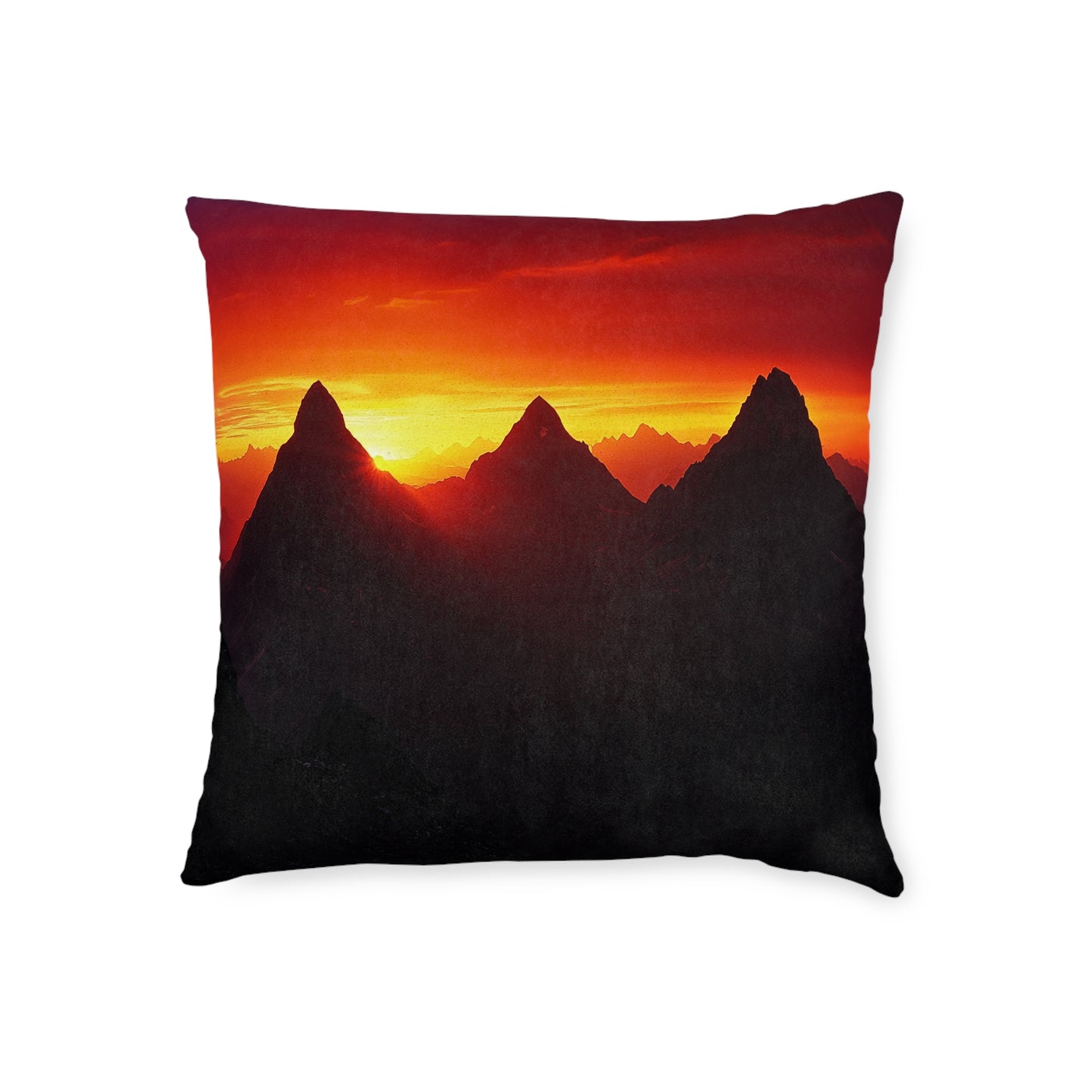 Sundown Over The Peaks - Square Pillow - UK
