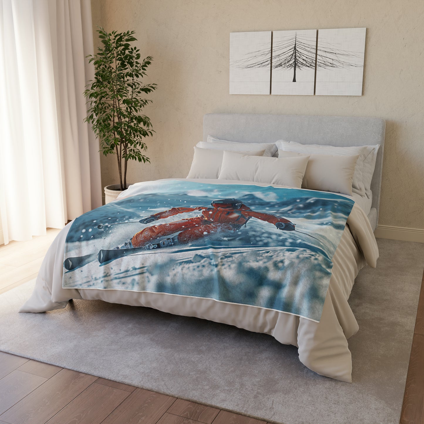 Downhill Skier #2 - Soft Polyester Blanket