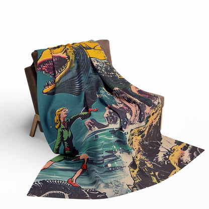Retro Space Adventure Fleece Blanket 2 - Cosy Gift for Sci-Fi Lovers UK