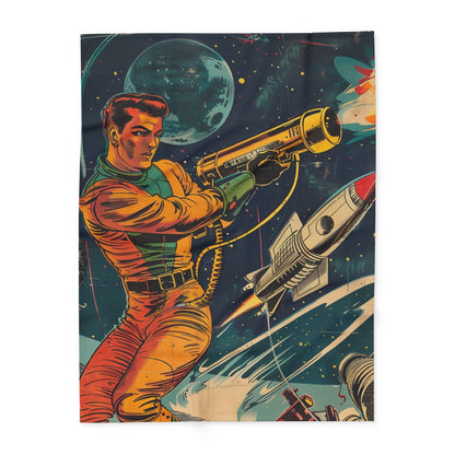 Retro Space Adventure Fleece Blanket 7 - Cosy Gift for Sci-Fi Lovers UK