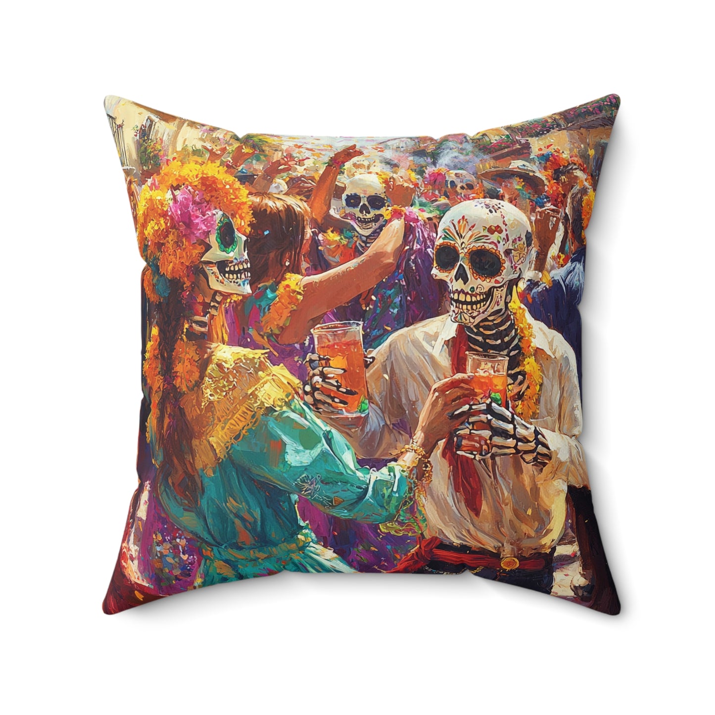 Vibrant Day of the Dead - Decorative Pillow - USA