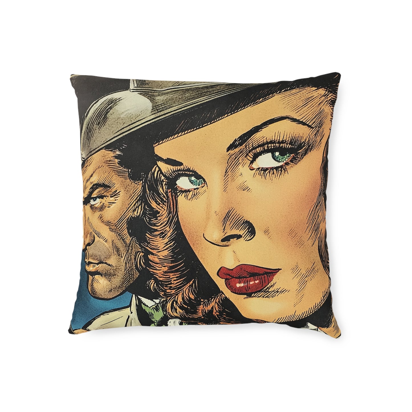 1940s Gangster Comic 2 - Square Cushion - Gangster Home Decor UK