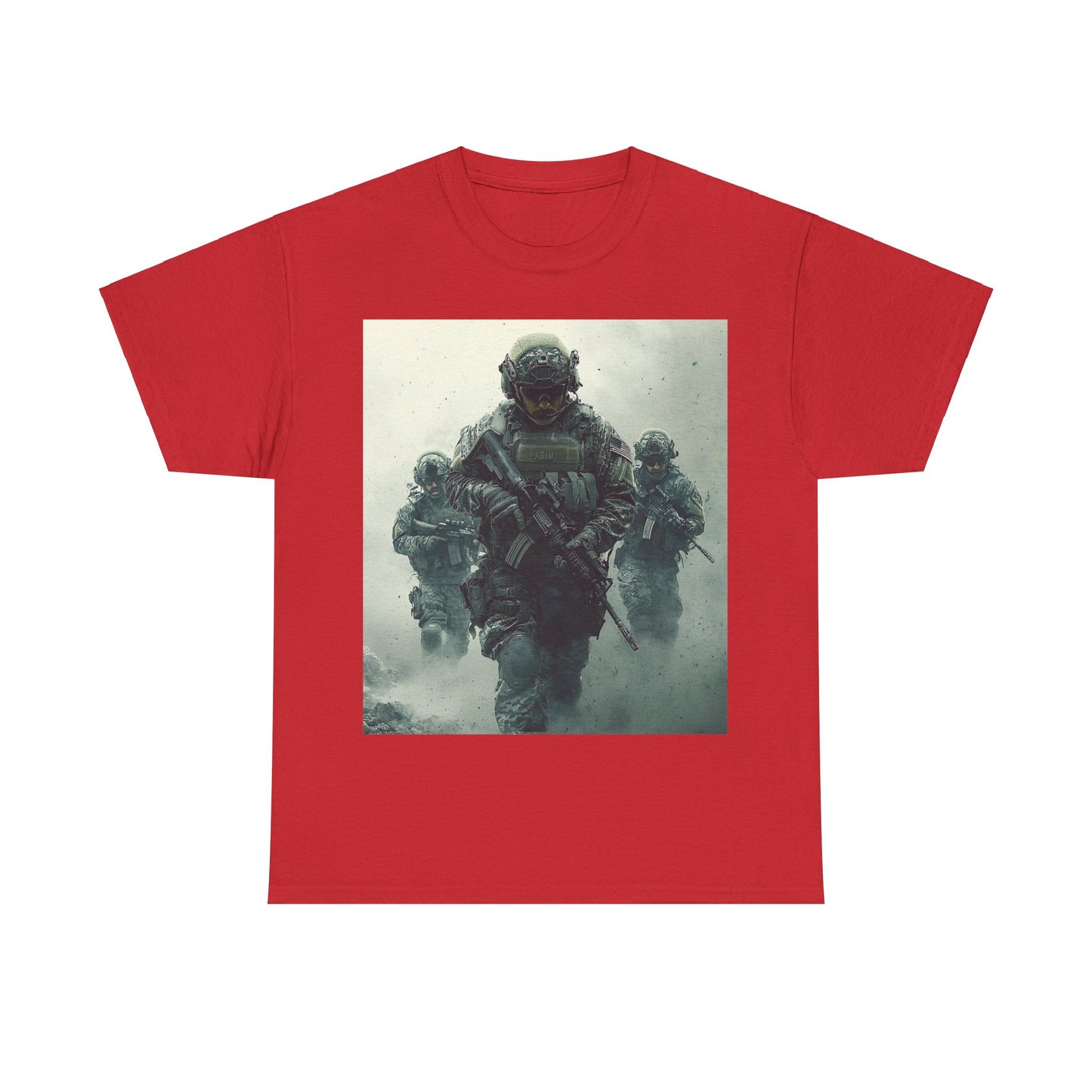 Heavy Cotton Tee - Military Action Print Tee UK