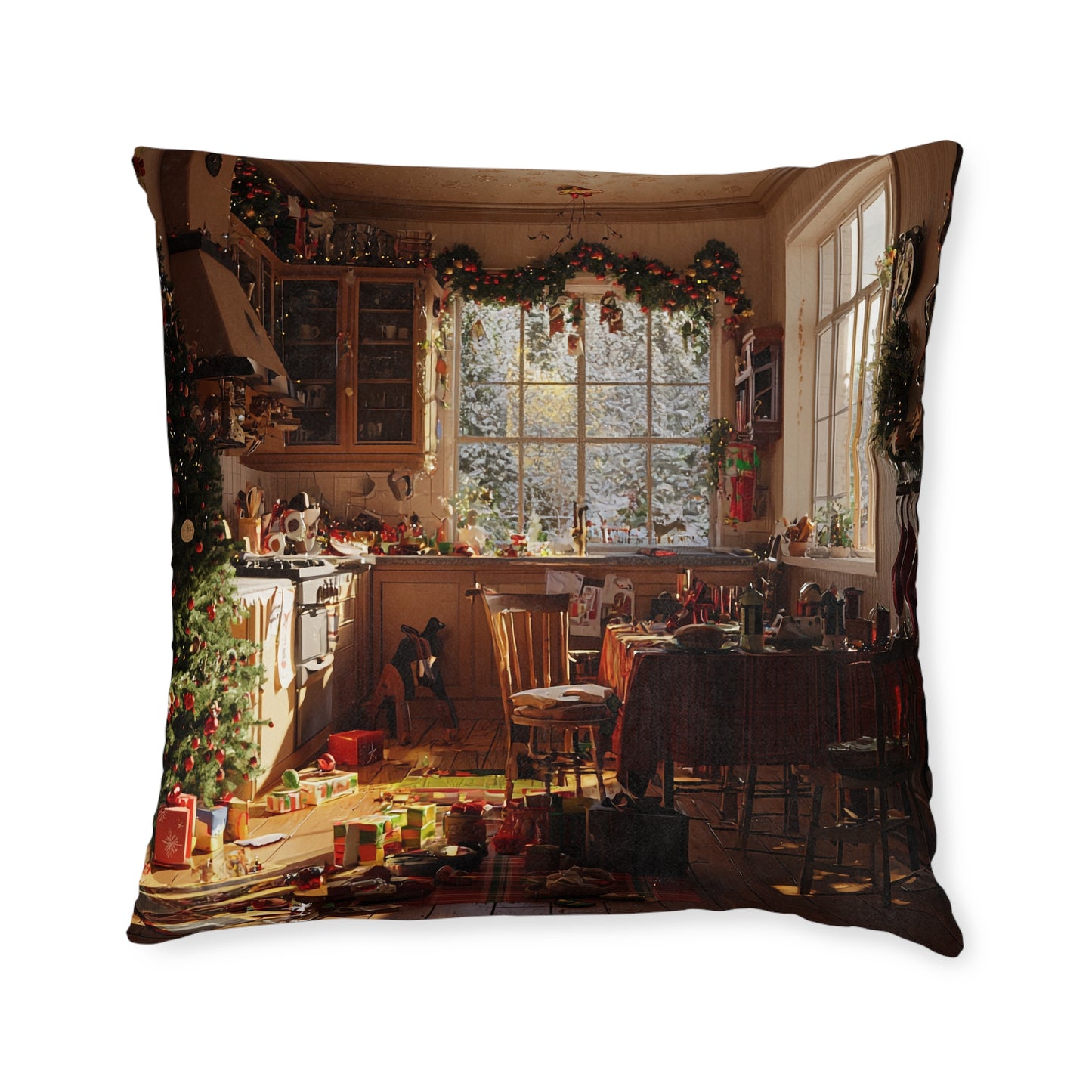 Cosy Christmas Square Pillow - Festive Home Decor UK