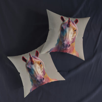 Colourful Magical Unicorn - Square Cushion - UK