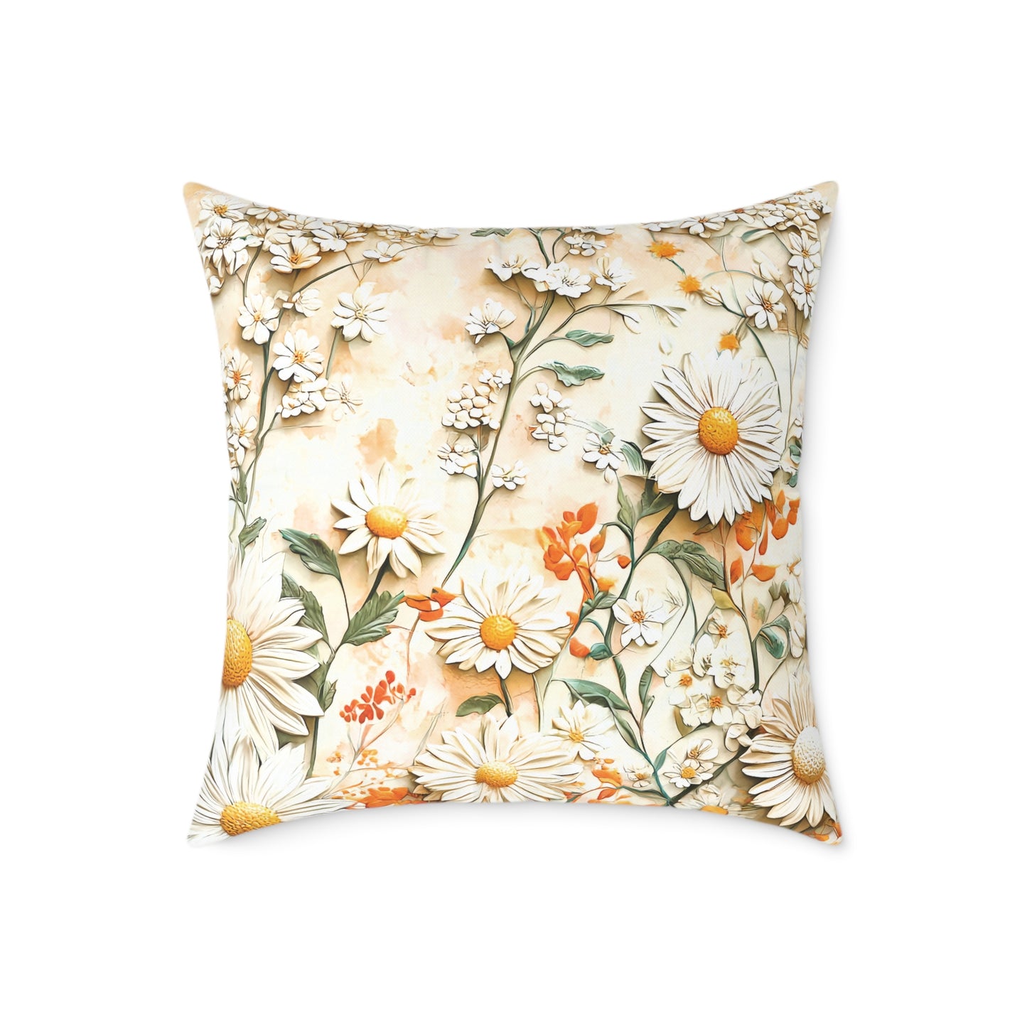 **Flowers Chinoiseries 3 - Square Poly Canvas Pillow UK