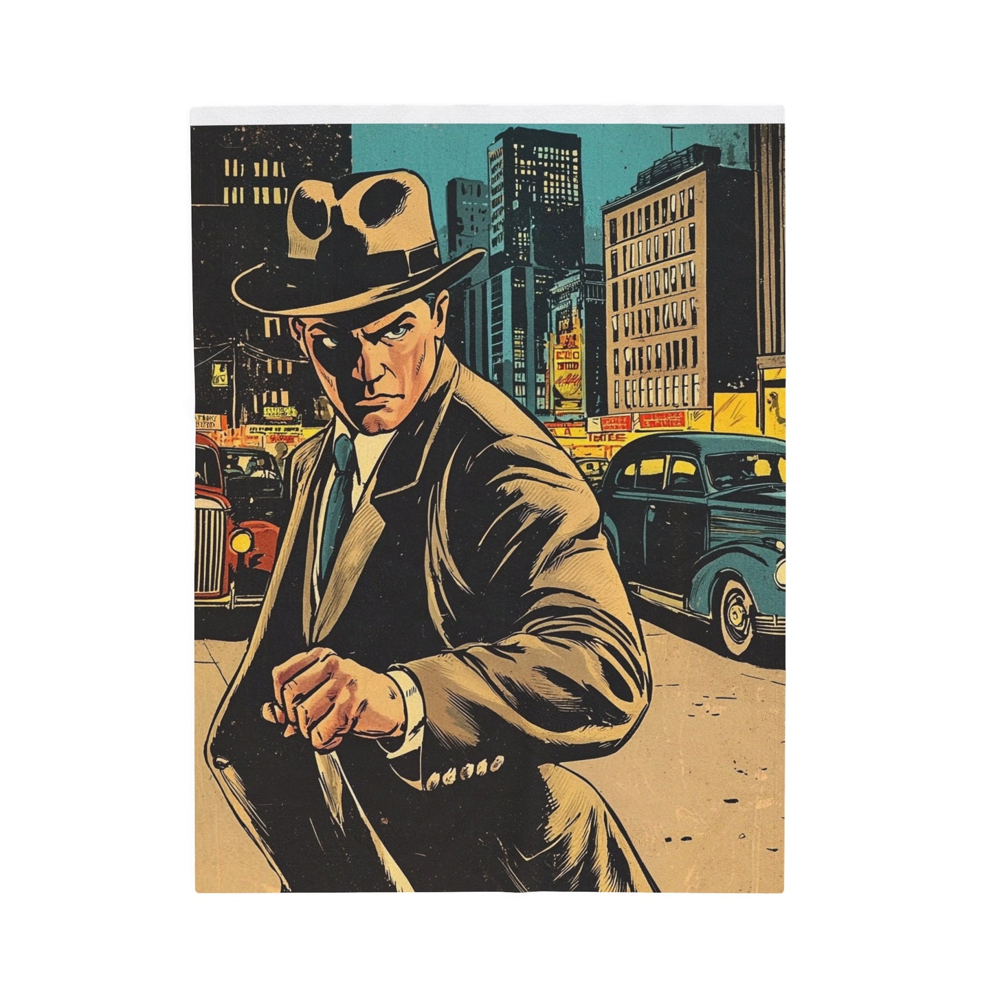 1950s Gangster Comic Cover 3 - Velveteen Plush Blanket USA