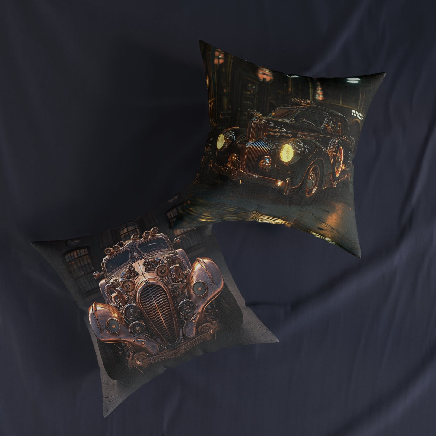 Industrial-Style Car - Square Cushion - Steampunk Home Decor UK