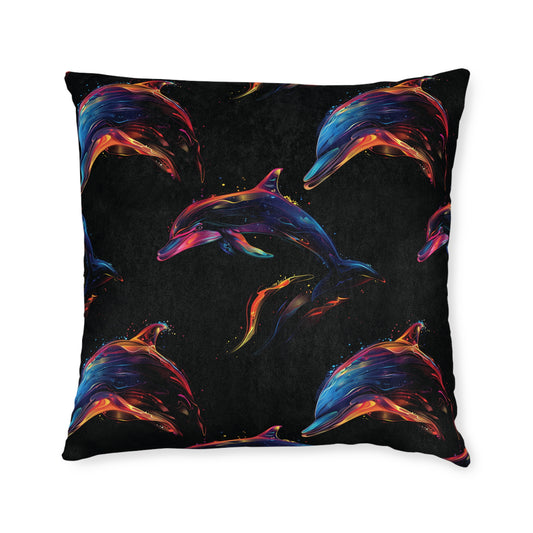 Colourful Dolphin Square Pillow - Vibrant Decor for Sea Life Lovers UK
