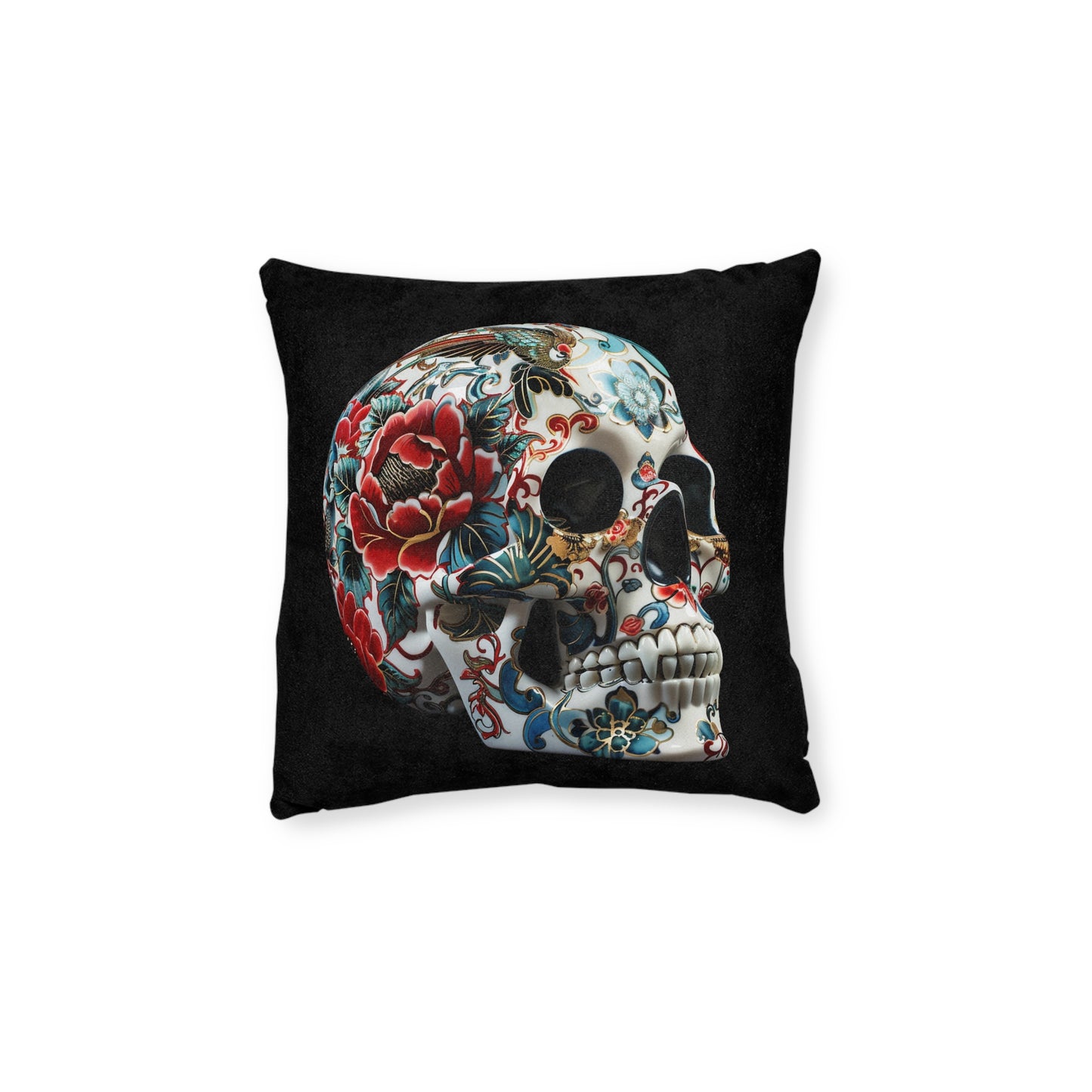Floral Skull - Square Pillow - UK