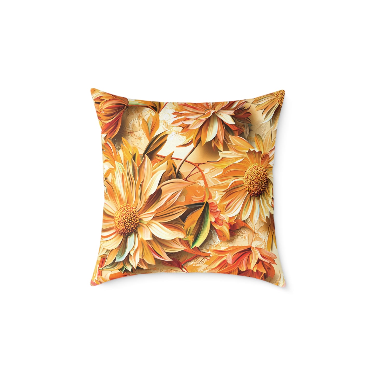 **Flowers Chinoiseries - Square Poly Canvas Pillow UK