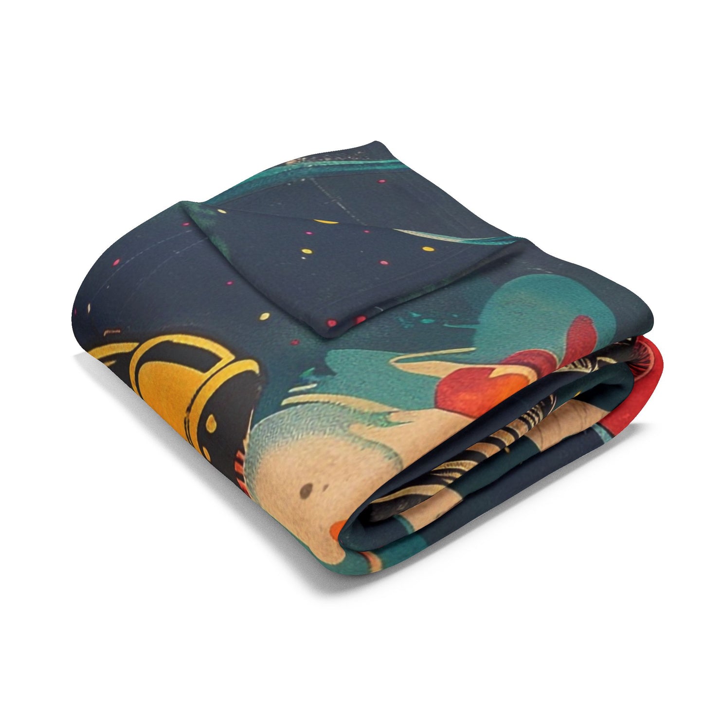 Retro Space Adventure Fleece Blanket 7 - Cosy Gift for Sci-Fi Lovers UK