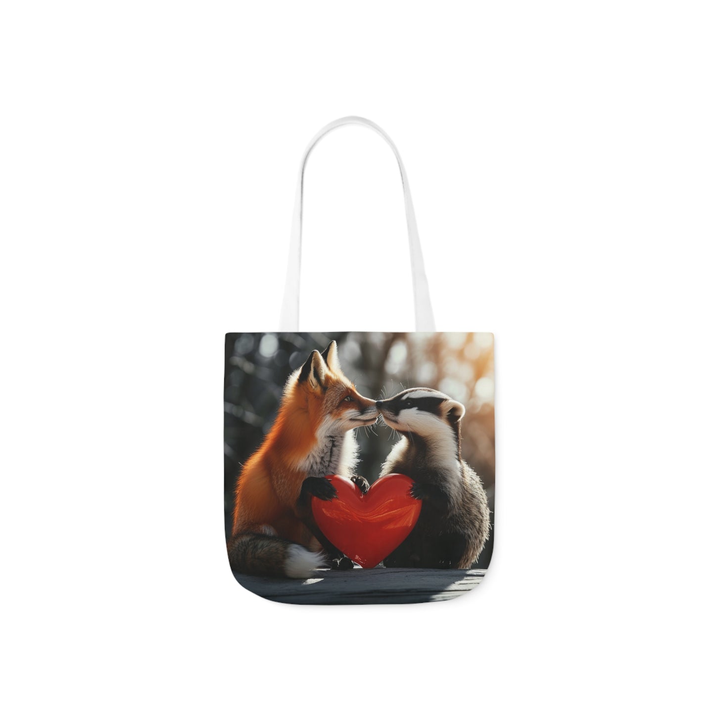 Fox Heart Polyester Canvas Tote Bag (AOP)