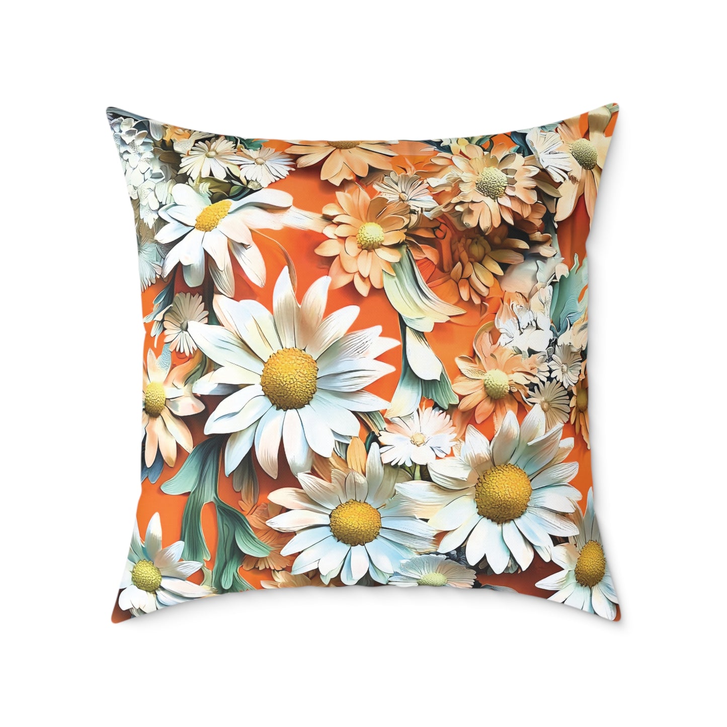 **Daisy Chinoiseries - Square Poly Canvas Pillow UK