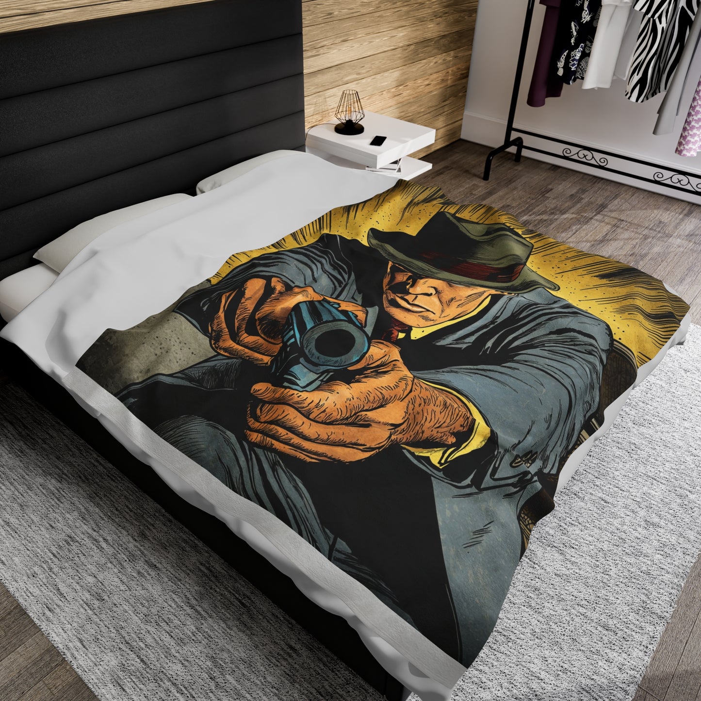 1950s Gangster Comic Cover 4 - Velveteen Plush Blanket USA