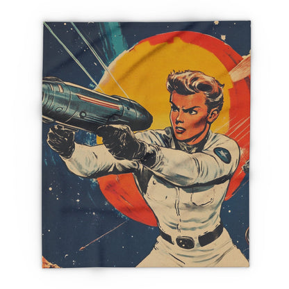 Retro Space Adventure Fleece Blanket 5 - Cosy Gift for Sci-Fi Lovers UK